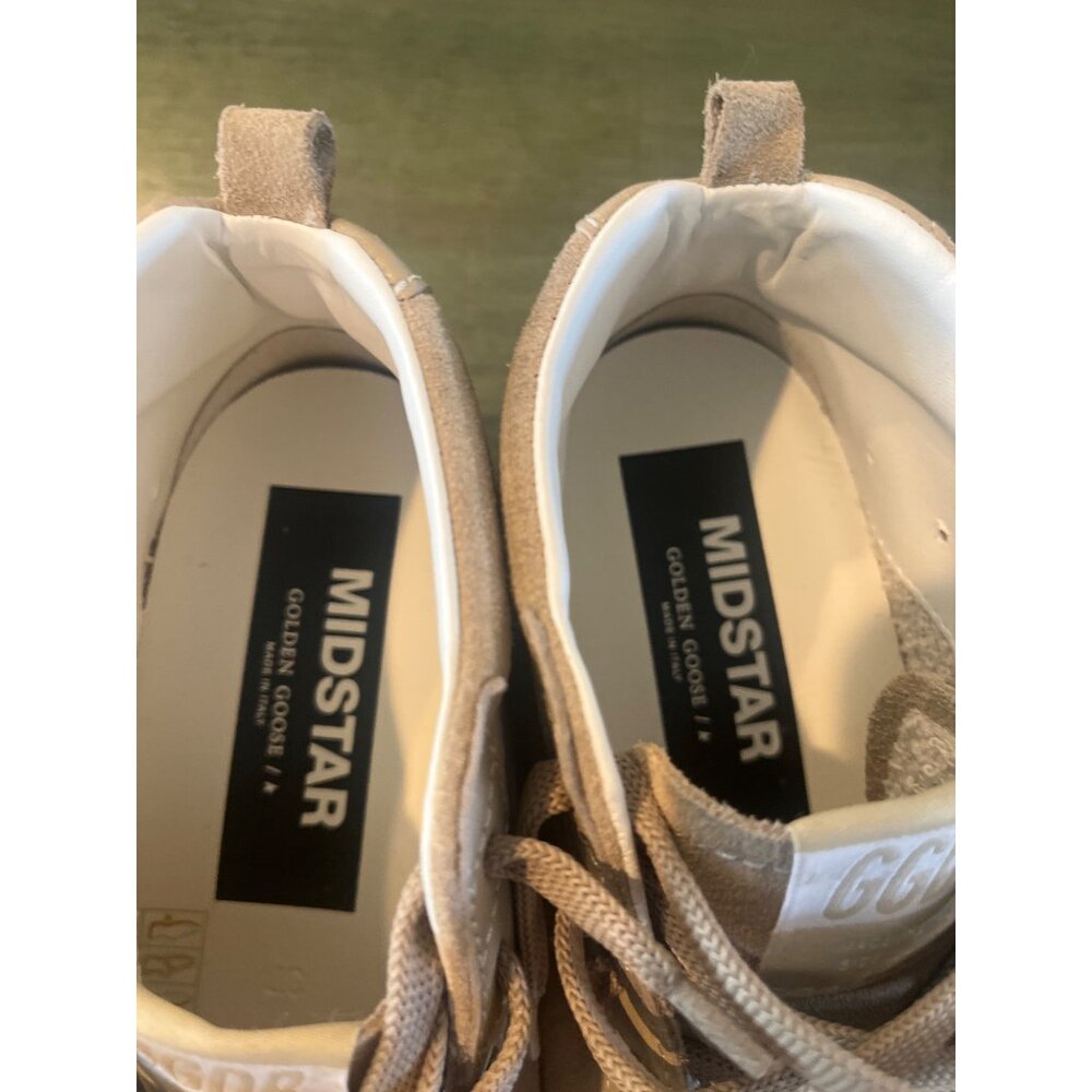 Golden Goose Mid Star Beige Glitter Sneakers Womens Suede & Leather NWOT - Picture 10 of 16